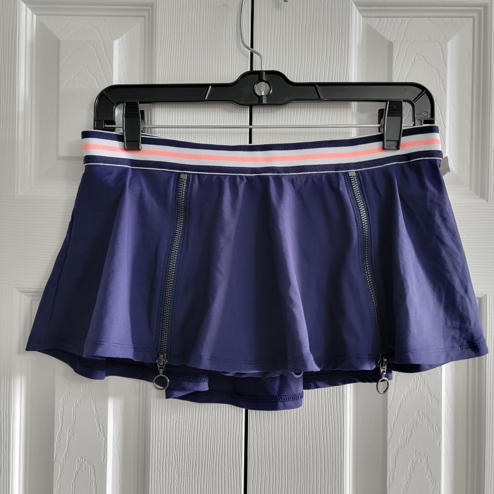 Anne Cole Locker Swim Skirt Navy Blue Zipper Detail Women’s Medium